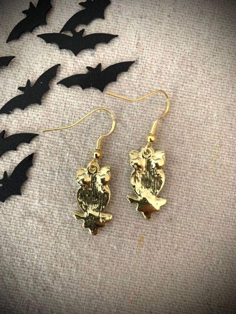 Owl - Gold plated Sterling Earrings