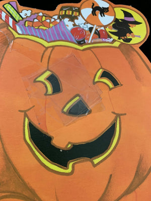 Vintage 1970s Eureka Halloween Jack O'Lantern Die Cut Set of 2