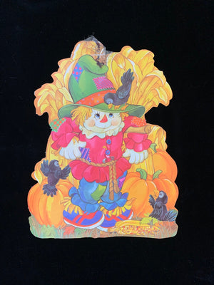 Vintage Eureka Halloween Die Cuts - Lot of 2 - Cute Scarecrow and Jack O'Lantern