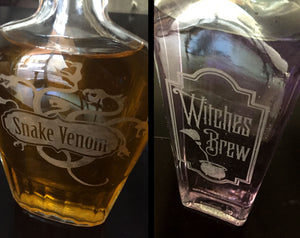 Etched Apothecary Glass Bottles