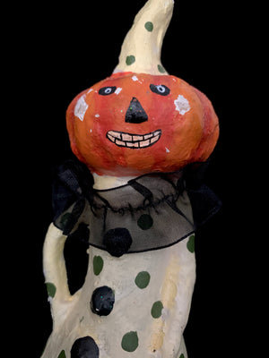 Pumpkin Clown Papier Mache Figure
