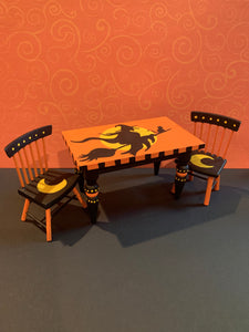Miniature Halloween Dollhouse Table and 2 Chairs